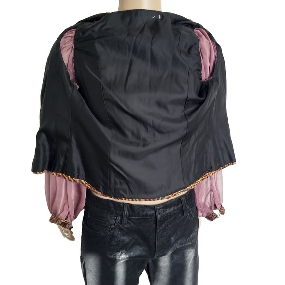 Vintage 70s Hand Loomed Renaissance Fortune Teller Button Front Top - Picture 8 of 8